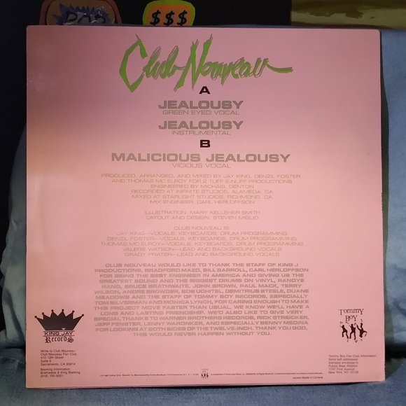 Club Nouveau Timex Social Club Jealousy 12 in Single 1986 Vinyl Record MINTY - Picture 2 of 4